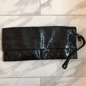 Saks Fifth Avenue Patten Leather Clutch